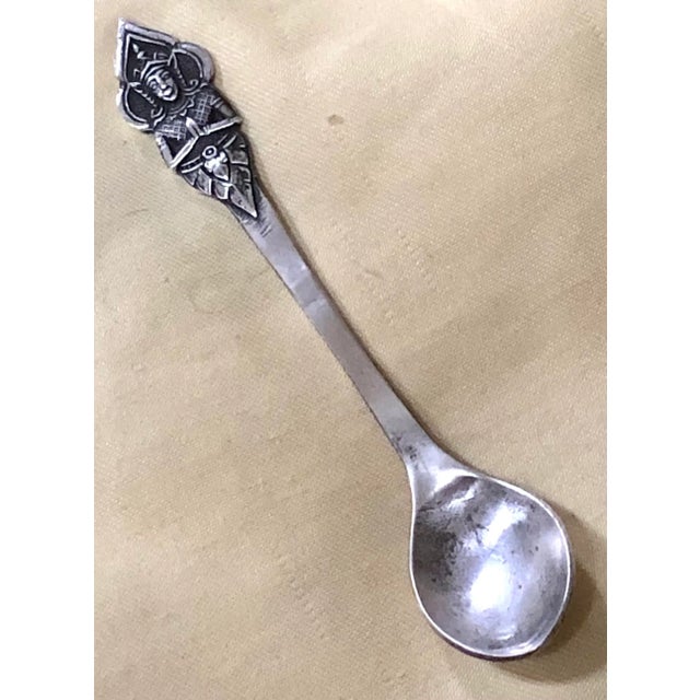 Asian Deity Silver Salt Spoon For Sale - Image 4 of 5
