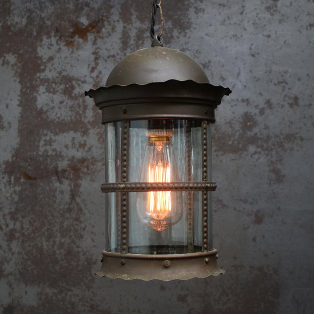 Arts and Crafts Dutch Brass Pendant Light with Clear Glass, 1900s ...
