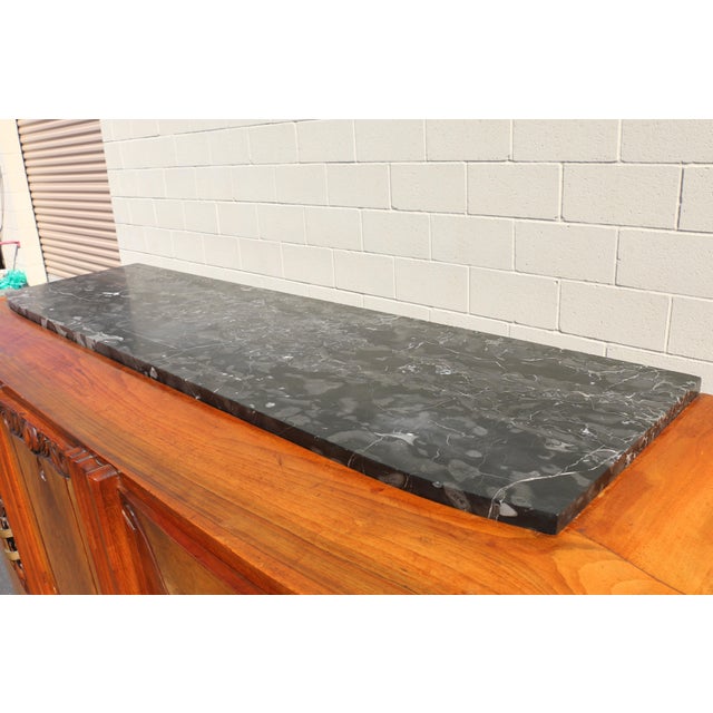 Antique French Art Deco Burl Wood Sideboard Buffet With Marble Top For Sale In Los Angeles - Image 6 of 18