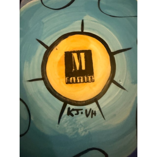 1970s Masters Pottery Plate Colorful Signed by Artist 12in Lot of 2 Made in Italy For Sale - Image 4 of 6