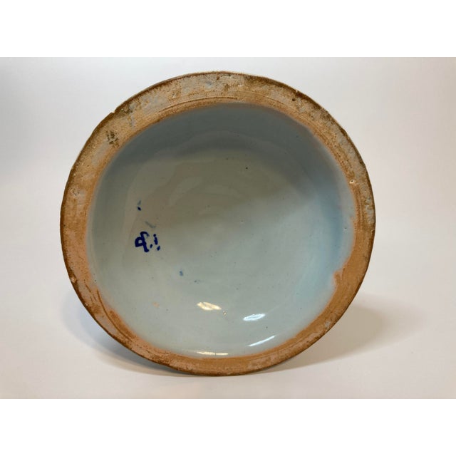 Antique French Quimper Porquier-Beau Footed Compote With Swan Handle For Sale - Image 10 of 16