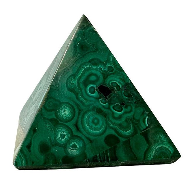 This gorgeous,, polished green malachite pyramid is a stunner on your desk, coffee table or shelf. A great conversation...