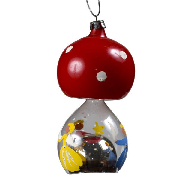 Hand-Painted Double-Blown Mushroom-Shaped Christmas Bauble, Germany, Early 1900s For Sale