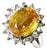 Late 20th Century Gia Yellow Sapphire & 0.48ct Diamond Platinum Ring 7.5g Size 6 For Sale