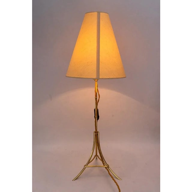 Metal Large Table Lamp with Fabric Shade by Rupert Nikoll, Vienna, Austria, 1950s For Sale - Image 7 of 15
