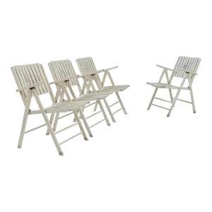 20th Century French Wooden Garden Chairs, Set of Four