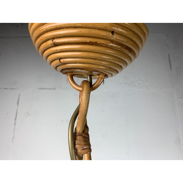 Mid-Century Pencil Reed Rattan Bamboo Pendant Hanging Lamp, Italy, 1970s For Sale - Image 6 of 16