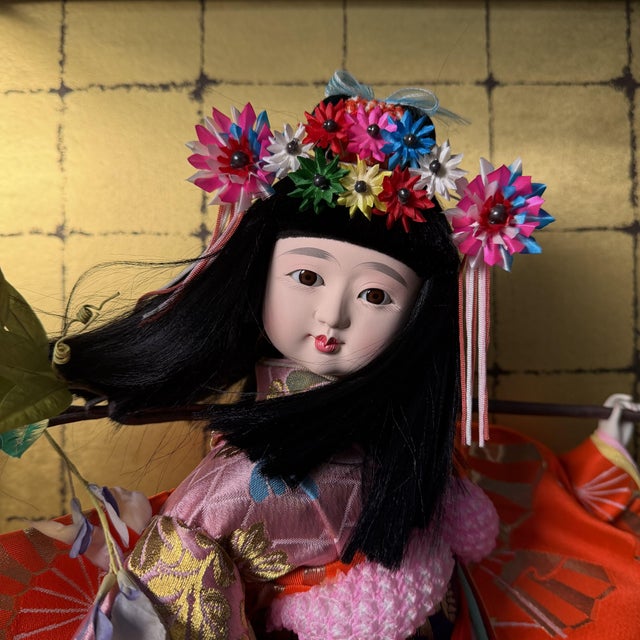 1960s Japanese Buyō Doll in Glass Display Case, 1961, Set of 2 For Sale - Image 5 of 14