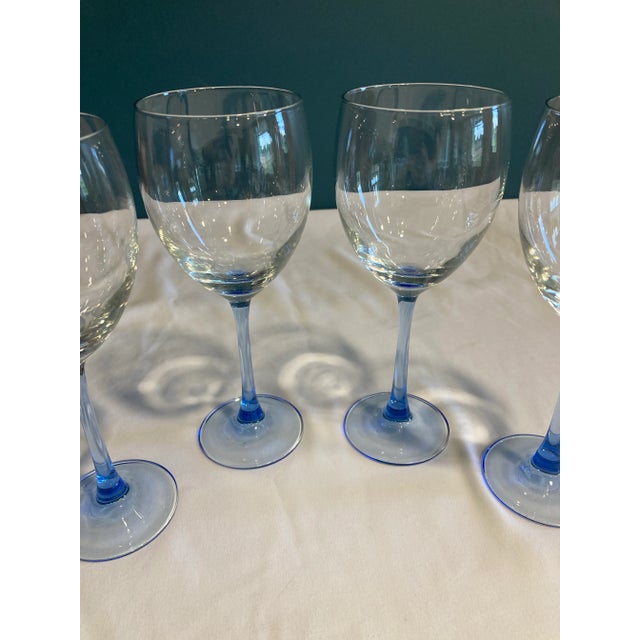 Vintage Light Blue French Wine Goblets- Set of 4 For Sale In Oklahoma City - Image 6 of 8