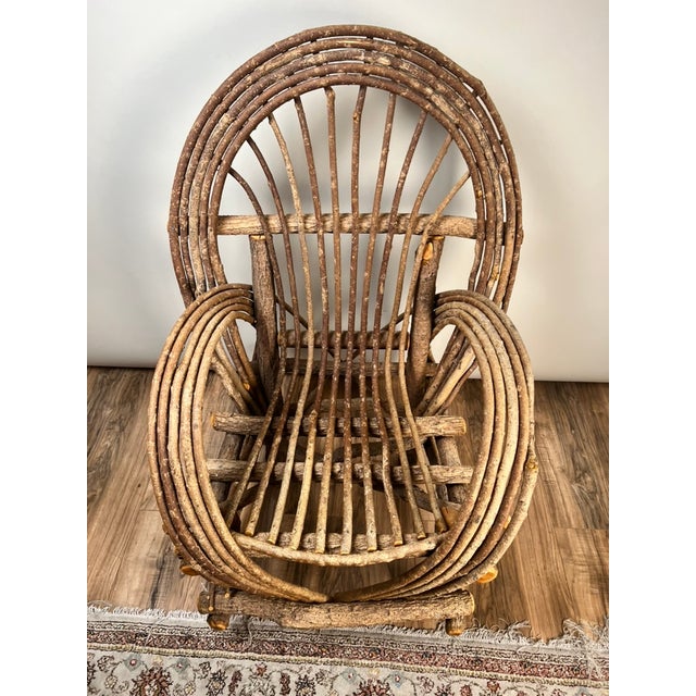 Vintage Adirondack Bent Willow Arm Chair For Sale - Image 4 of 11