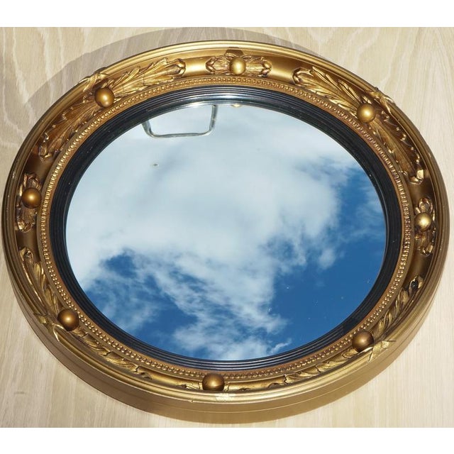 Antique Convex Gilt Wood Butler's Wall Mirror attributed to Atsonea, 1930s, Set of 2 For Sale - Image 6 of 10