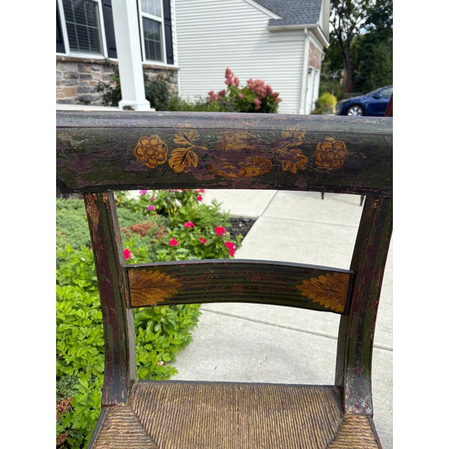 Pair of Antique Hitchcock-Style Rush Bottom Chairs For Sale In Philadelphia - Image 6 of 7