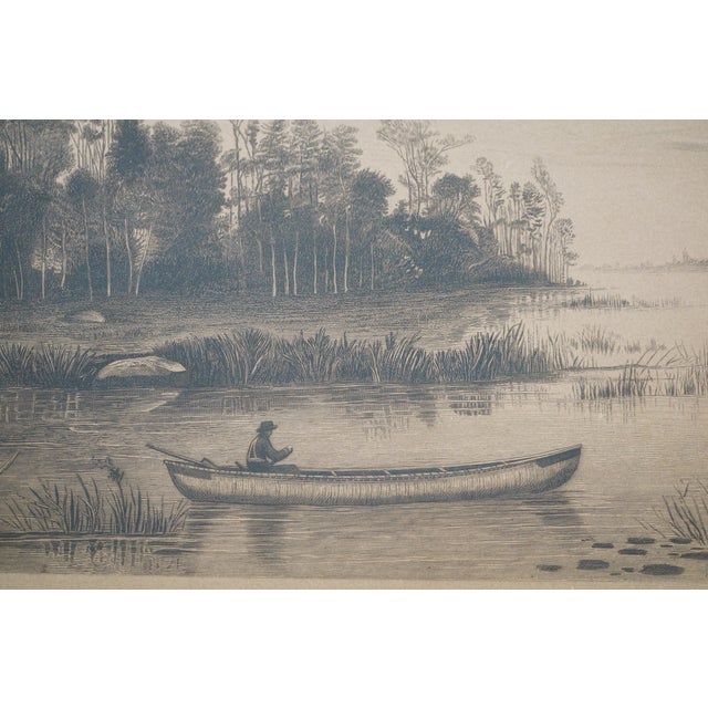 Antique c.a. Walker Evening Duck Hunt in the Canoe Panoramic Etching 33" For Sale - Image 10 of 11
