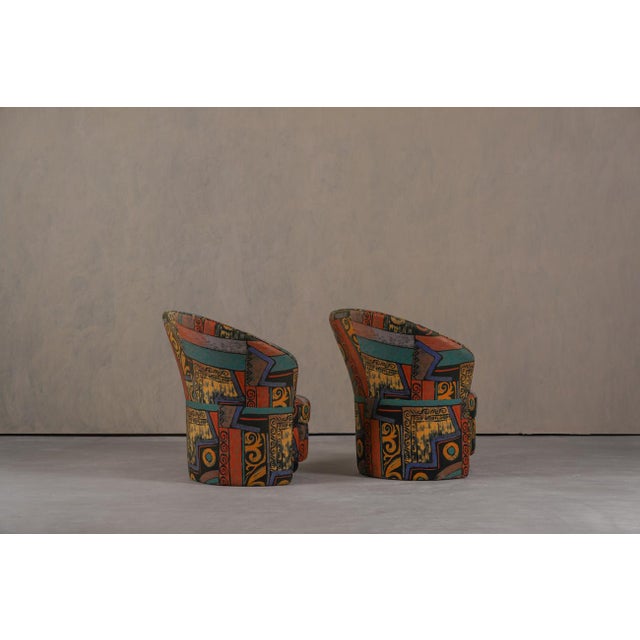Mid-Century Modern Postmodern Armchairs with Abstract Upholstery, Germany, 1980s, Set of 2 For Sale - Image 3 of 14