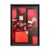 Warm toned modern cubist abstract painting by Houston, TX artist David Adickes. The work features red, white, and aqua...