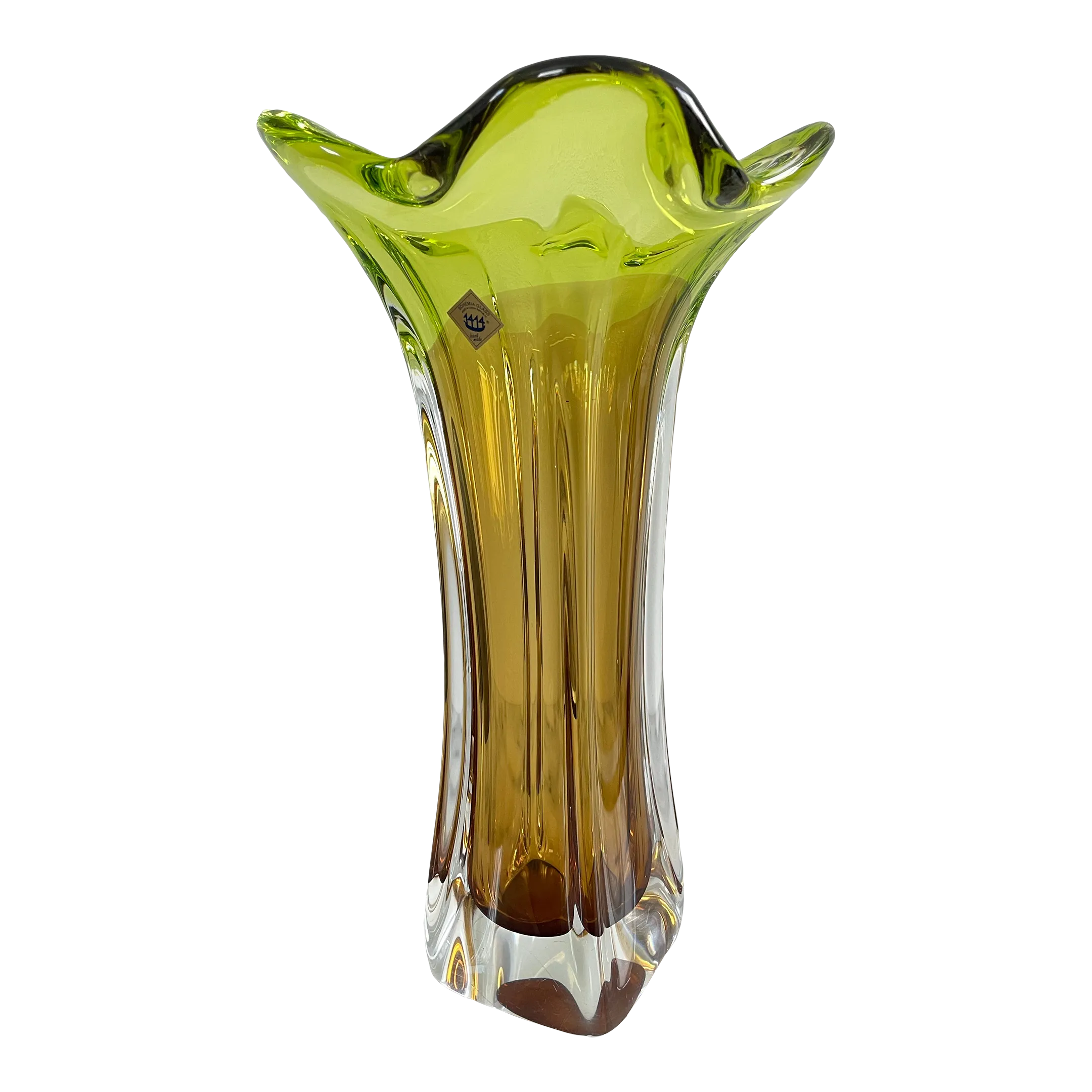 Mid 20th Century Bohemia Glass Czech Republic Art Glass Vase by