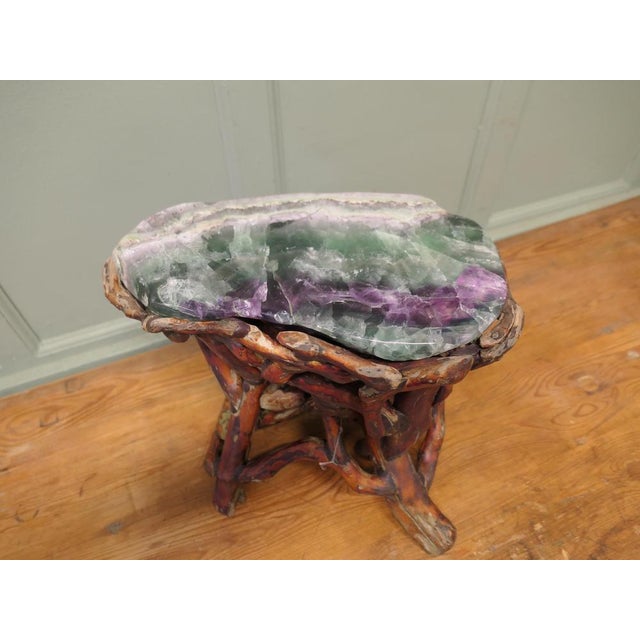 Stone Agate Slab Set on Carved Root Stand, 1900 For Sale - Image 7 of 8