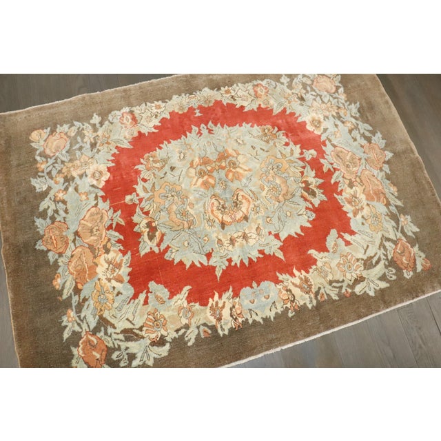 Brown Antique Zabihi Collection Turkish Sivas Small Rug For Sale - Image 8 of 8