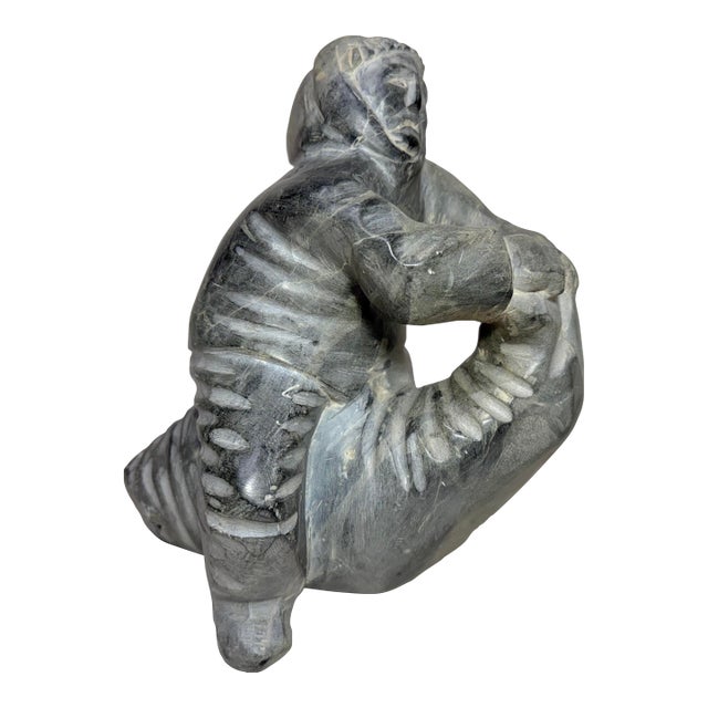 Large Antique Carved Soapstone Canadian Eskimo Walrus Sculpture Inuit Statue For Sale