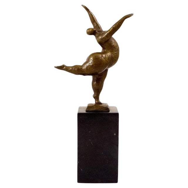 Modern Art Statue of Balancing Nude Dancer, Bronze For Sale - Image 6 of 6