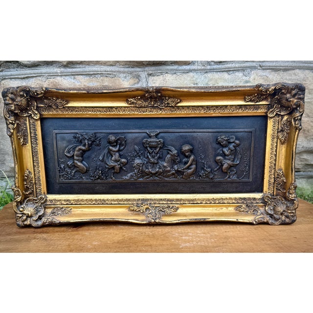 French Stone Cast Relief After Émile André Boisseau’s Enfants des Centaures Inspired by French sculptor Émile André...
