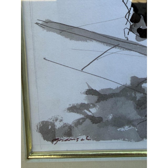 Rare Original Emilio Grau Sala Parisian Street Watercolor Painting For Sale - Image 4 of 4