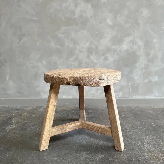 2020s Elm Wood Side Table For Sale - Image 5 of 9