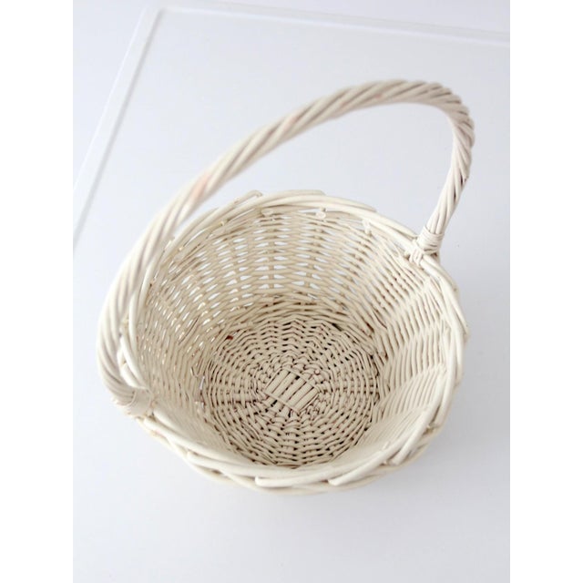 Wood Vintage Painted Wicker Gathering Basket For Sale - Image 7 of 9