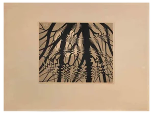 Maurits Cornelis Escher, Rippled Surface, Linocut, 1950