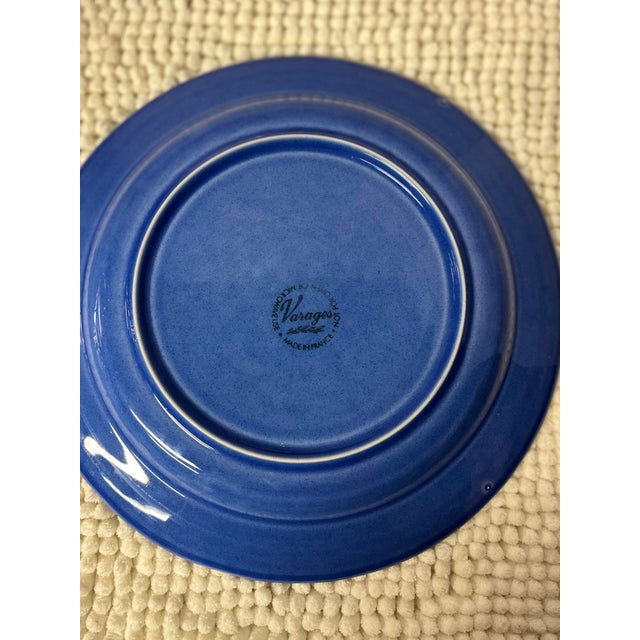 Set of 2 Varages France 11” Luberon Cobalt Blue Faience Dinner Plates – Provençal French Country For Sale In Indianapolis - Image 6 of 11