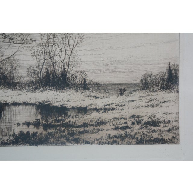 Antique 1881 Henry Farrer the Last Walk in Autumn Landscape Etching 13" For Sale - Image 4 of 8