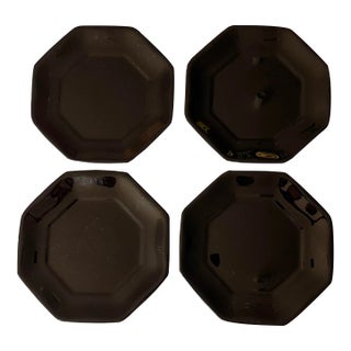 Set of 4 Vintage Black French Small Plates For Sale