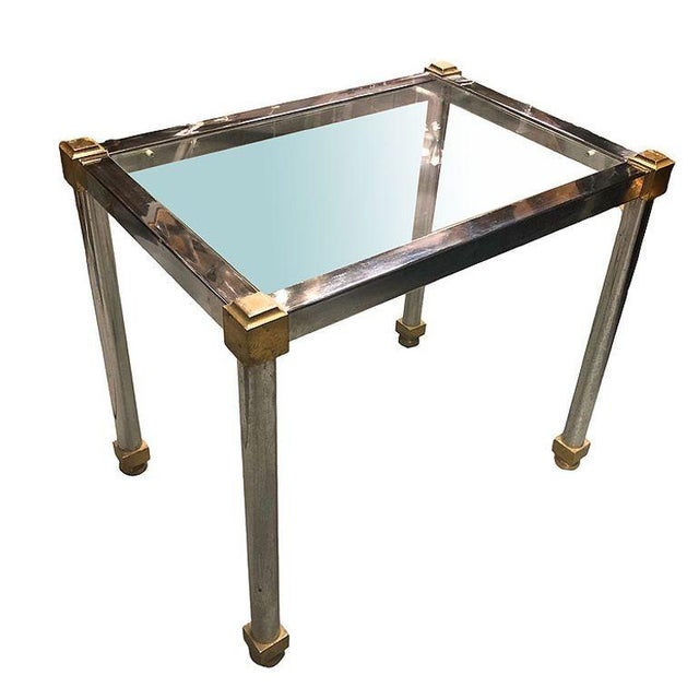 Metal Hollywood Regency Chrome & Brass Maison Jensen Style Nesting Tables For Sale - Image 7 of 8
