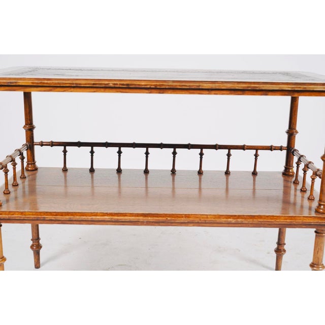 The Rothschild Collection Late 20th Century Judson Rothschild Aesthetic Movement Faux Bamboo Console Table With Leather Inset Top for the Rothschild Collection For Sale - Image 4 of 10