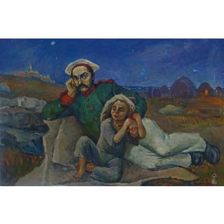 Original Oil Painting, Ukrainian Artist, Male Portrait, Socialist Realism, 1970s 100-150 For Sale