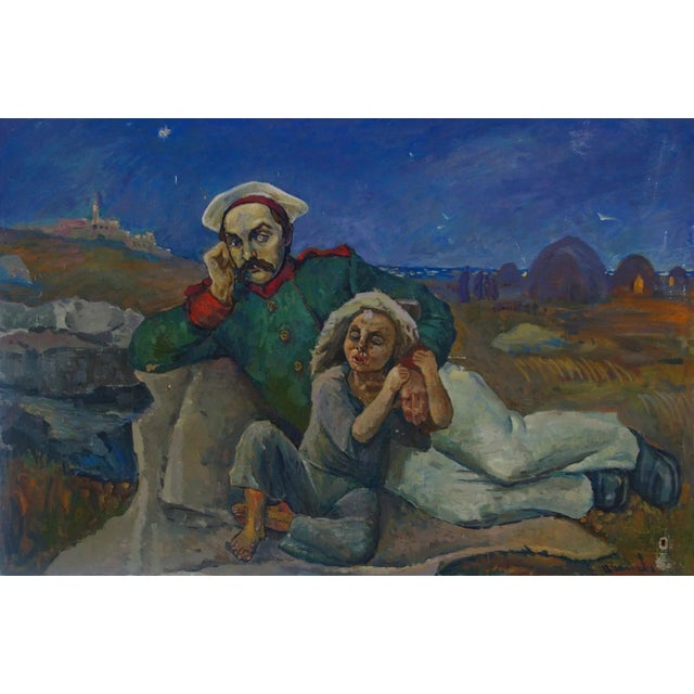 Original Oil Painting, Ukrainian Artist, Male Portrait, Socialist Realism, 1970s 100-150 For Sale