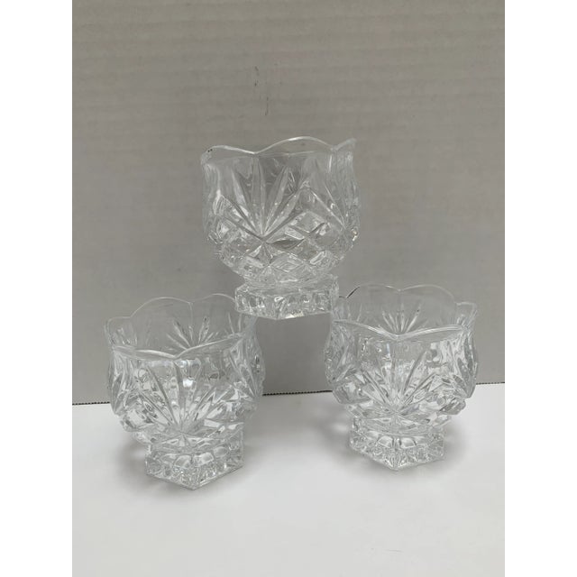 Glass Vintage Cut Glass Votive Candleholders, Set of Three For Sale - Image 7 of 8