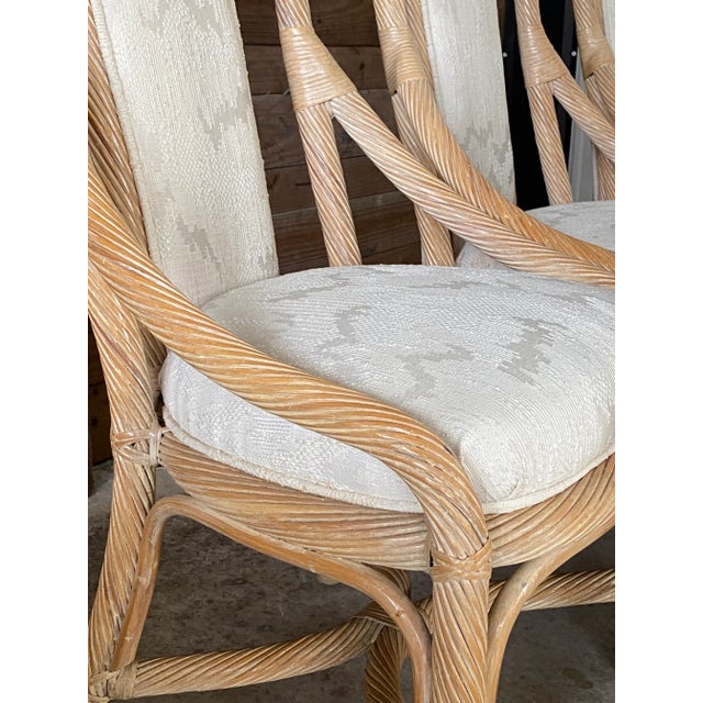 Vintage Coastal Twisted Stick Rattan Dining Chairs-Set of Six For Sale - Image 9 of 13