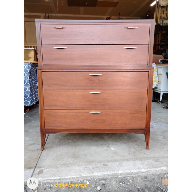 Wood Mid 20th Century Kent Coffey Tempo Tallboy Mid Century Modern Dresser Chest of Drawers For Sale - Image 7 of 12