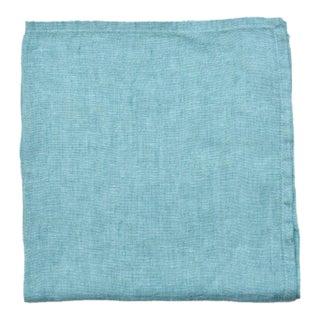 Deborah Rhodes Washed Linen Napkins, Aqua, Set of 4 For Sale