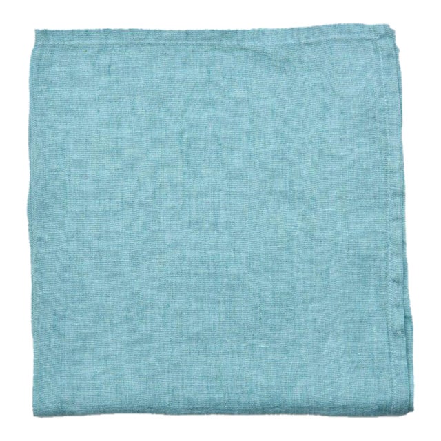 Deborah Rhodes Washed Linen Napkins, Aqua, Set of 4 For Sale