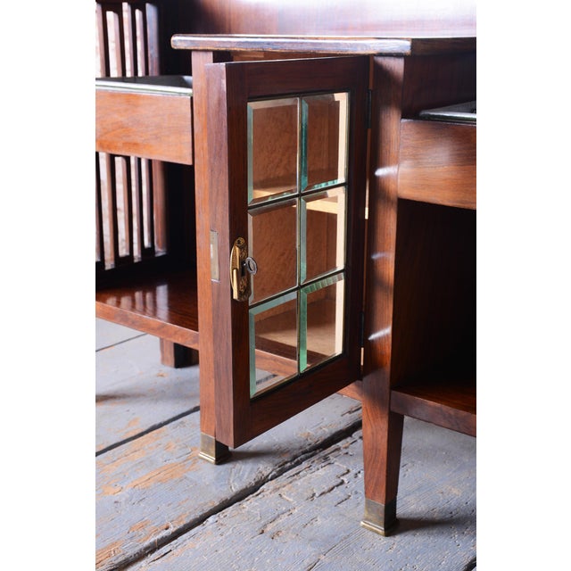 This luxurious dressing table with a mirror is an extraordinary piece of Central European Art Deco from the early 20th...