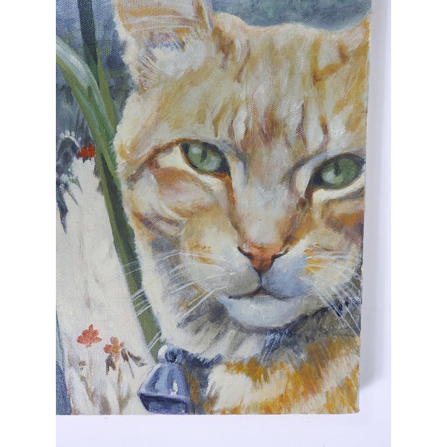 English Late 20th Century Orange Tabby Cat Portrait Painting For Sale - Image 3 of 8