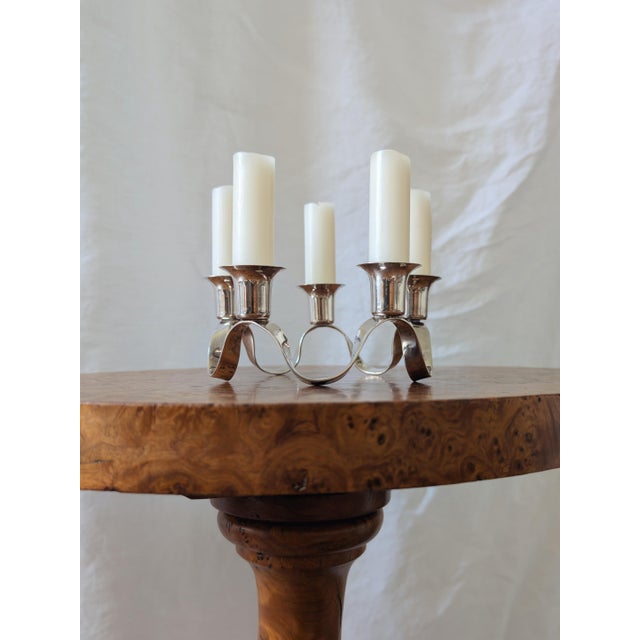 Contemporary Antique Georgian Silver Plated Circular Waveform Candleholder by Charles Wright For Sale - Image 3 of 10