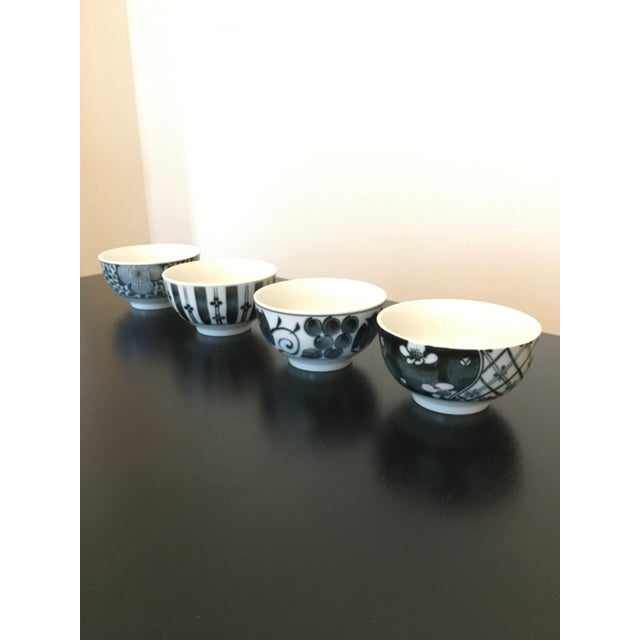 Japanese 1970s Blue & White Japanese Rice Bowls- Set of 4 For Sale - Image 3 of 3