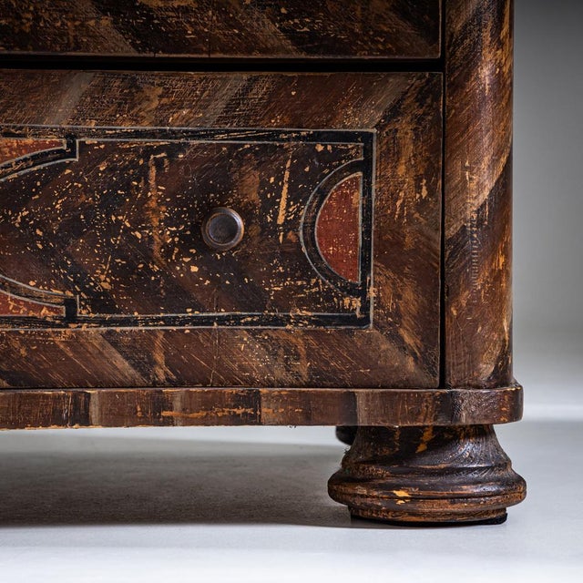 Wood Antique Painted Baroque Chest of Drawers, 1700s For Sale - Image 7 of 10