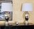 Pair of Vintage Mercury Glass Table Lamps With Light-Gray Drum Shades For Sale - Image 12 of 18