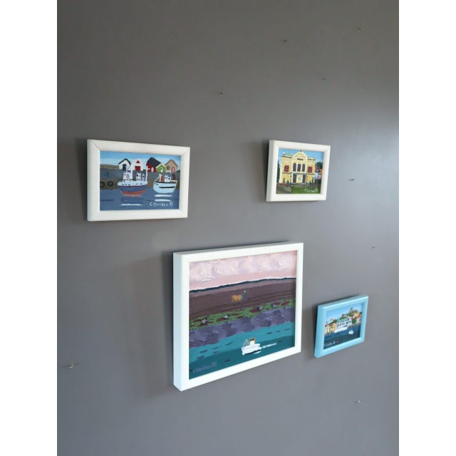 SET OF 4 PAINTINGS Size: 3 smaller paintings measure 5 x 6.9 inches (including frame) each Largest painting measures 9.4 x...