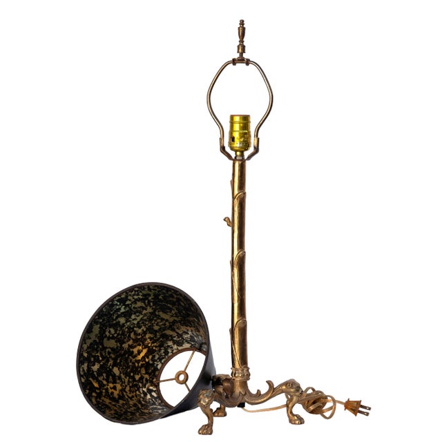 Early 20th Century Early 20th Century Converted Brass Andiron Candlestick Lamp on Tripod Base For Sale - Image 5 of 10