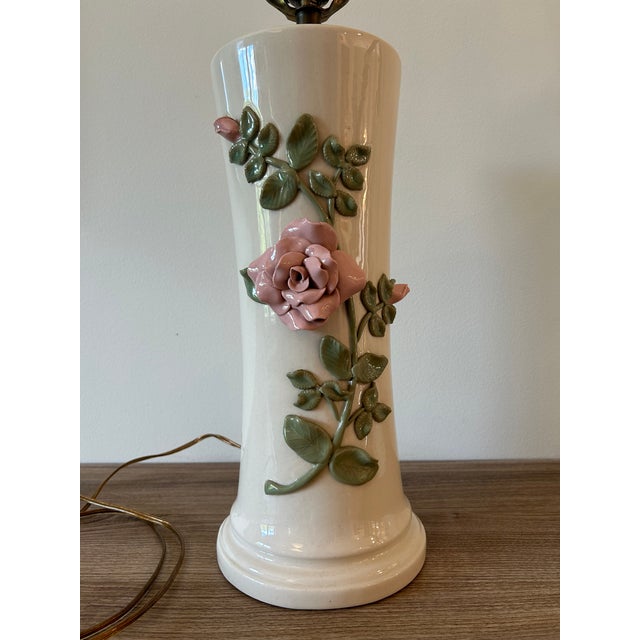 1960s Pair of 1960s Marbro Pink Roses Lamps For Sale - Image 5 of 12
